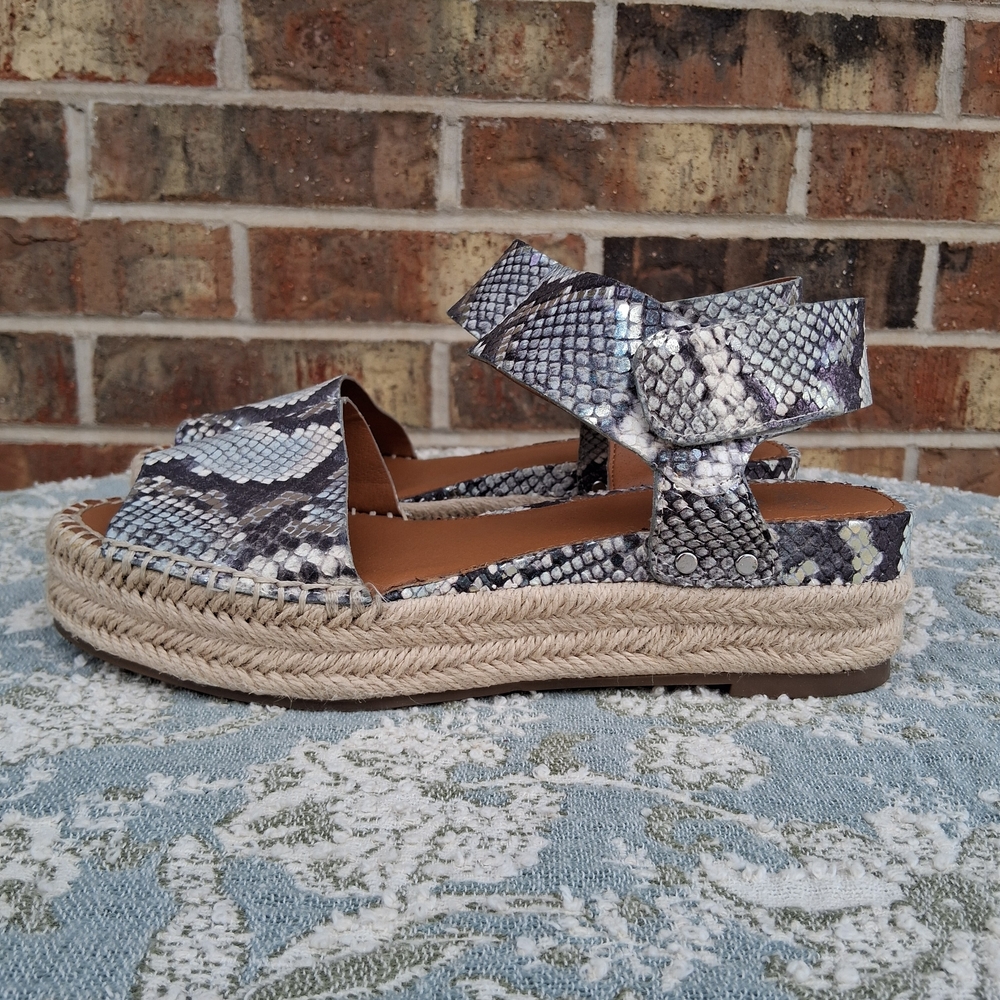 Sarto by Franco Sarto Snakeskin Espadrille Sandals Sz 8 Platform Braided Sole - Picture 6 of 14